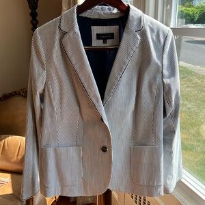 Talbots Navy and White Pinstripe Blazer